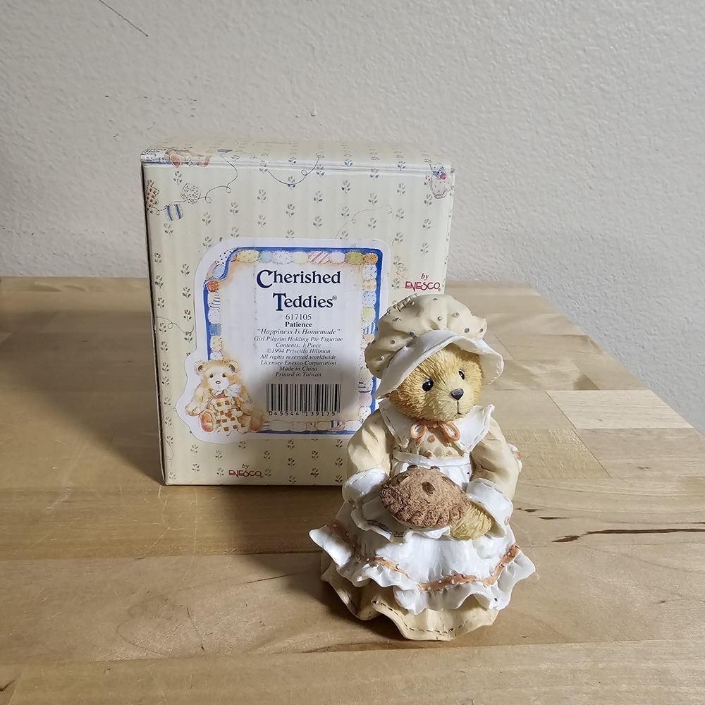 Cherished Teddies 617105 Patience Happiness Is Homemade Bear Pilgrim Figurine
